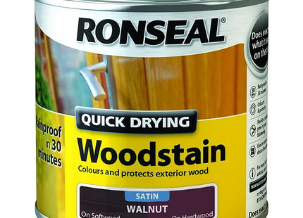 Ronseal 250ml Woodstain Quick Dry Satin - Walnut QDWSW250