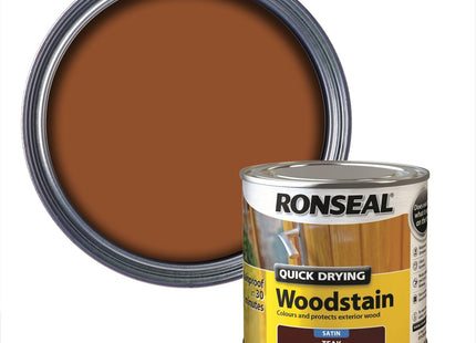Ronseal 250ml Woodstain Quick Dry Satin - Teak QDWST250