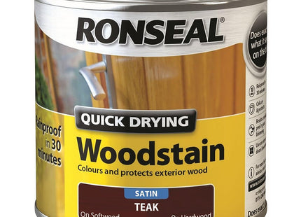 Ronseal 250ml Woodstain Quick Dry Satin - Teak QDWST250