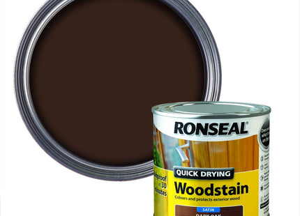 Ronseal 250ml Woodstain Quick Dry Satin - Dark Oak QDWSDO250