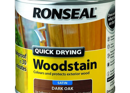 Ronseal 250ml Woodstain Quick Dry Satin - Dark Oak QDWSDO250