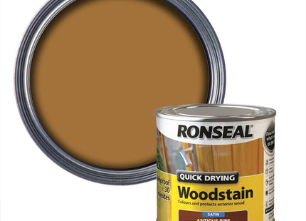 Ronseal 250ml Woodstain Quick Dry Satin - Antique Pine QDWSAP250