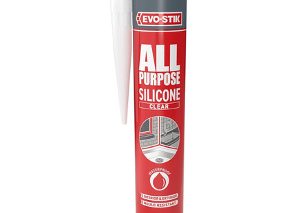 Evo-stik All Purpose Clear Silicone Sealant 280ml - Shower and Bathroom Sealant - Anti Mould - Waterproof - Suitable for Interior and Exterior Use