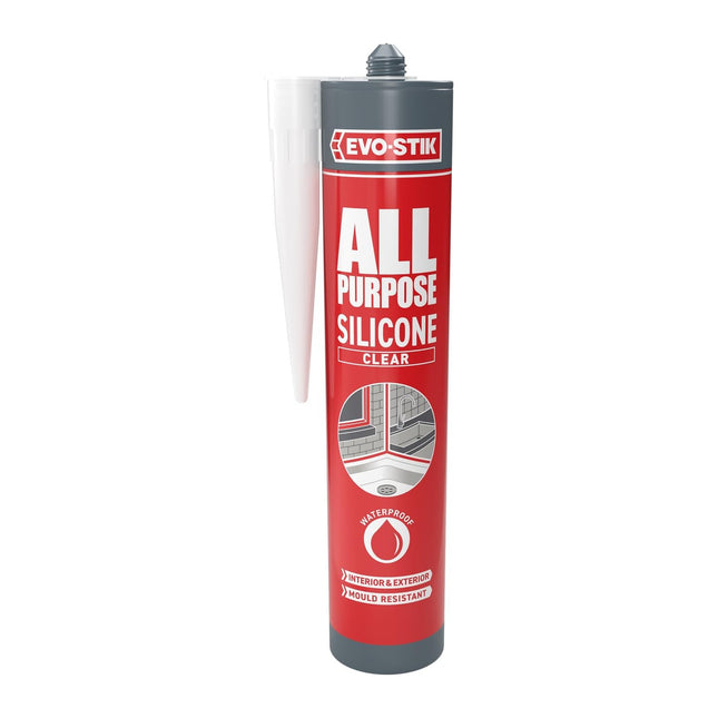 Evo-stik All Purpose Clear Silicone Sealant 280ml - Shower and Bathroom Sealant - Anti Mould - Waterproof - Suitable for Interior and Exterior Use