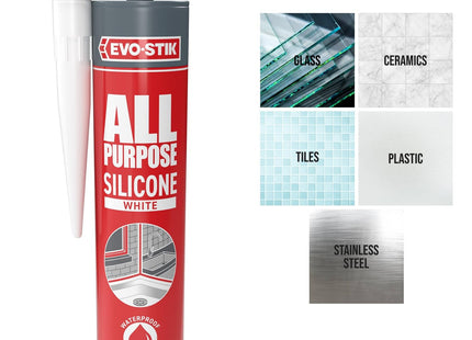 Evo-stik All Purpose Silicone Sealant White - Flexible and Suitable for a Host of Different Applications 300ml