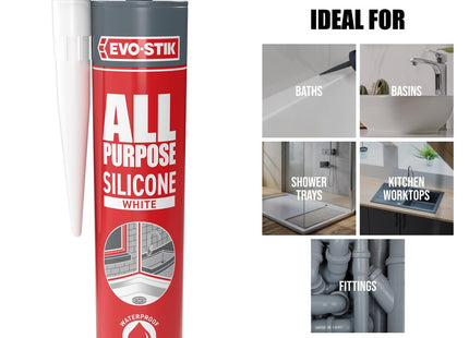 Evo-stik All Purpose Silicone Sealant White - Flexible and Suitable for a Host of Different Applications 300ml