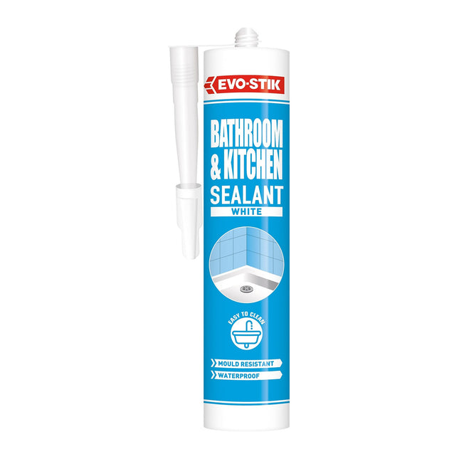 Evo-stik Kitchen and Bathroom Sealant White - 290ml - Waterproof Acrylic Sealant - Mould Resistant