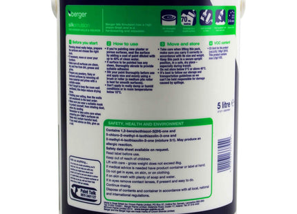 Berger Vinyl Silk - Pure Brilliant White 5 Litre