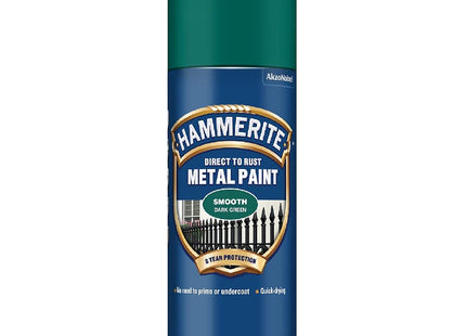 Hammerite Spray Paint for Metal. Direct to Rust Exterior Dark Green Metal Paint, 8 Year Protection 0.5 SqM Coverage 400ml