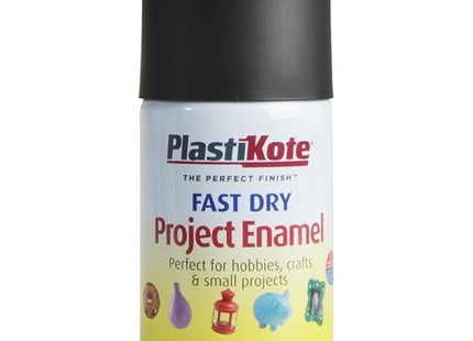 PlastiKote Fast Dry Enamel Spray Paint Matt Black Quick-Dry, Durable Matte Finish for Metal, Wood & Plastic 100ml
