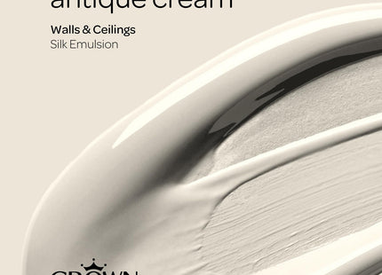 Crown Walls & Ceilings Silk Emulsion Paint Antique Cream 2.5 Litre