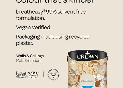 Crown Matt 2.5 Litre Emulsion - Antique Cream