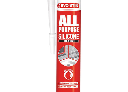 Evo-stik All Purpose Silicone Sealant Black - Flexible - Suitable For a Host Of Different Applications - Guaranteed Up To 25 Years 300ml