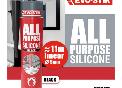 Evo-stik All Purpose Silicone Sealant Black - Flexible - Suitable For a Host Of Different Applications - Guaranteed Up To 25 Years 300ml