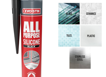 Evo-stik All Purpose Silicone Sealant Black - Flexible - Suitable For a Host Of Different Applications - Guaranteed Up To 25 Years 300ml