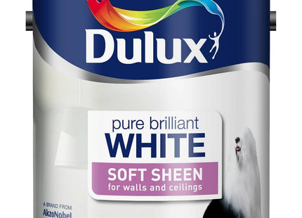 Dulux Soft Sheen Emulsion Paint For Walls And Ceilings - Pure Brilliant White 2.5 Litre