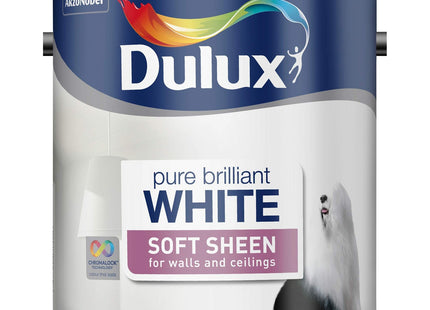 Dulux Soft Sheen Emulsion Paint For Walls And Ceilings - Pure Brilliant White 2.5 Litre