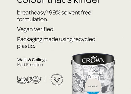 Crown Matt 2.5 Litre Emulsion - Sail White