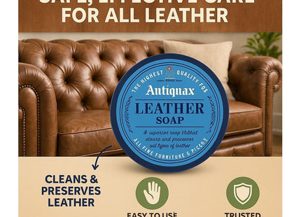 Antiquax Leather Soap -Cleaner for Gentle Care, Deep Cleaning, and Conditioning of Furniture, Shoes, and Accessories - 100ml