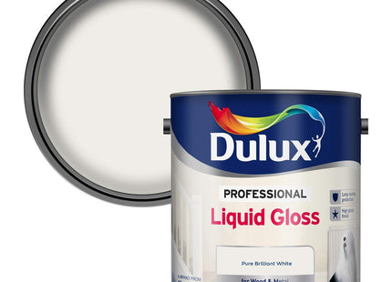 Dulux Professional Liquid Gloss Paint For Wood And Metal, Pure Brilliant White, 2.5 Litre