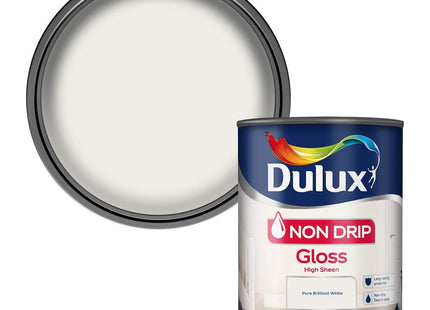 Dulux Non Drip Gloss Paint For Wood And Metal, Pure Brilliant White, 750ml
