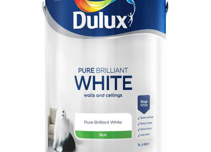 Dulux Silk Emulsion Paint For Walls And Ceilings - Pure Brilliant White 5 Litre