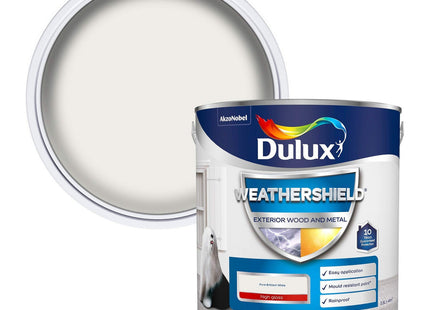 Dulux Weather Shield Exterior High Gloss Paint, Pure Brilliant White, 2.5 Litre