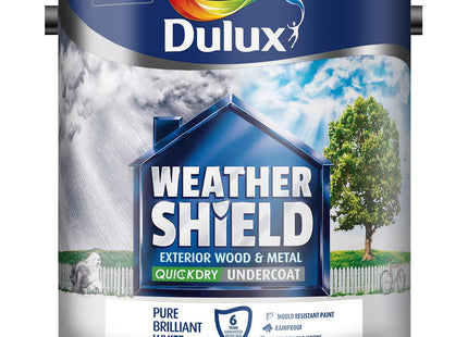 Dulux Weather Shield Quick Dry Undercoat Paint, 2.5 Litre - Pure Brilliant White