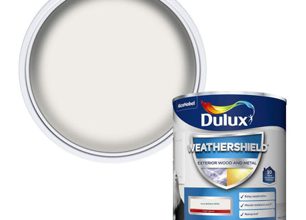Dulux Weather Shield Exterior High Gloss Paint, Pure Brilliant White, 750ml