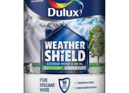 Dulux Weather Shield Quick Dry Undercoat Paint, 750ml - White