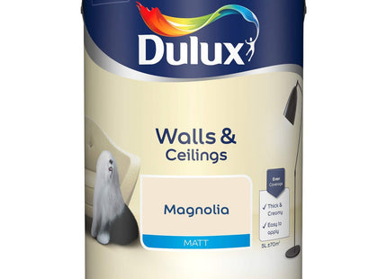 Dulux Matt Emulsion Paint For Walls And Ceilings - Magnolia 5 Litre