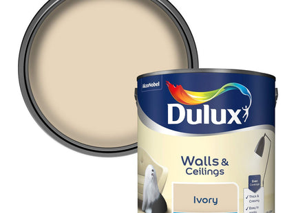 Dulux Matt Emulsion Paint For Walls And Ceilings - Ivory 2.5 Litre
