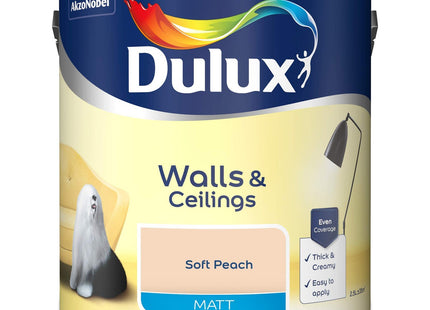 Dulux Matt Emulsion Paint For Walls And Ceilings - Soft Peach 2.5 Litre