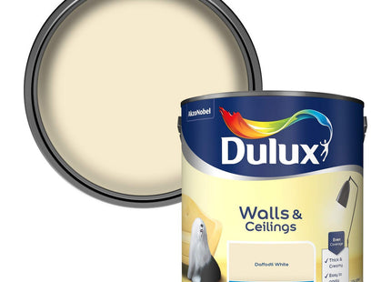 Dulux Matt Emulsion Paint For Walls And Ceilings - Daffodil White 2.5 Litre