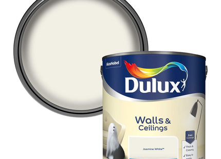 Dulux Matt Emulsion Paint For Walls And Ceilings - Jasmine White 2.5 Litre