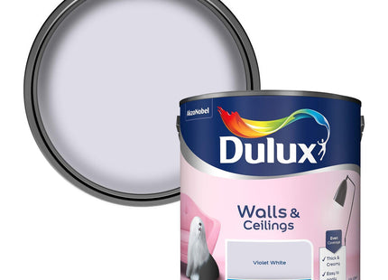 Dulux Matt Emulsion Paint For Walls And Ceilings - Violet White 2.5 Litre