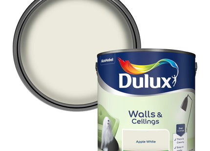 Dulux Silk Emulsion Paint For Walls And Ceilings - Apple White 2.5 Litre