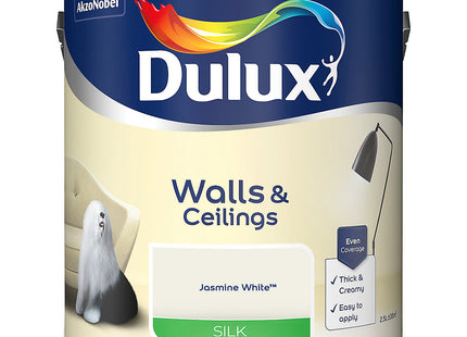 Dulux Silk Emulsion Paint For Walls And Ceilings - Jasmine White 2.5 Litre