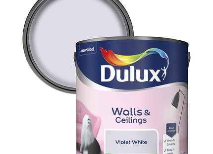 Dulux Silk Emulsion Paint For Walls And Ceilings - Violet White 2.5 Litre