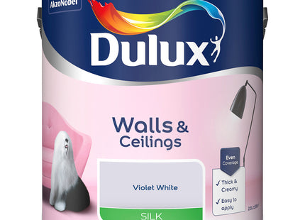 Dulux Silk Emulsion Paint For Walls And Ceilings - Violet White 2.5 Litre