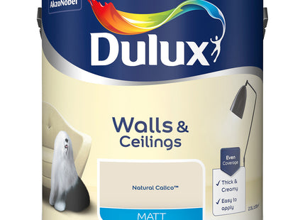 Dulux Walls & Ceilings Matt Emulsion Paint - Natural Calico - 2.5 Litre
