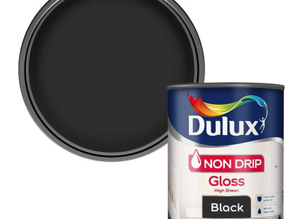 Dulux Non Drip Gloss Paint For Wood And Metal, Black, 750ml