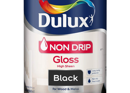 Dulux Non Drip Gloss Paint For Wood And Metal, Black, 750ml