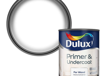 Dulux Primer & Undercoat Paint For Wood - 750ml, White