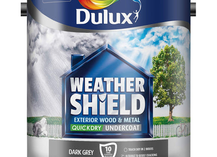 Dulux Weather Shield Quick Dry Undercoat Paint, 2.5 Litre - Dark Grey