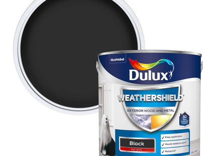 Dulux Weather Shield Exterior High Gloss Paint, 2.5 Litre - Black