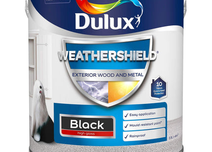 Dulux Weather Shield Exterior High Gloss Paint, 2.5 Litre - Black