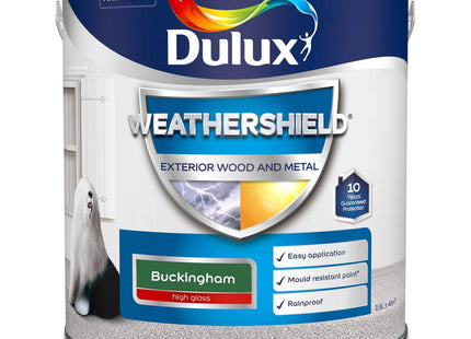 Dulux Weather Shield Exterior High Gloss Paint, 2.5 Litre, Buckingham