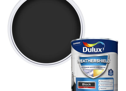 Dulux Weather Shield Exterior High Gloss Paint, 750ml - Black