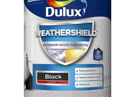 Dulux Weather Shield Exterior High Gloss Paint, 750ml - Black